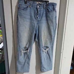 Levi's Light Blue Distressed Cropped Women's Jeans